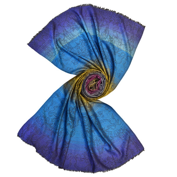 turquoise blue fine wool silk scarf made by scarf manufacturers india