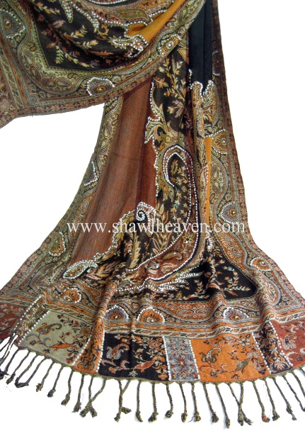 pashmina wrap, hand embroidered shawls, kashmiri embroidery shawls