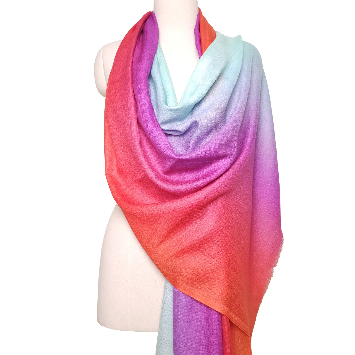 three color ombre dyed tie and dye pure cashmere scarf pashmina shawl