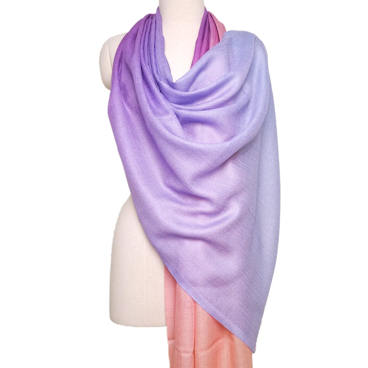 Peach and Lavender ombre dye pure cashmere scarf pashmina shawl