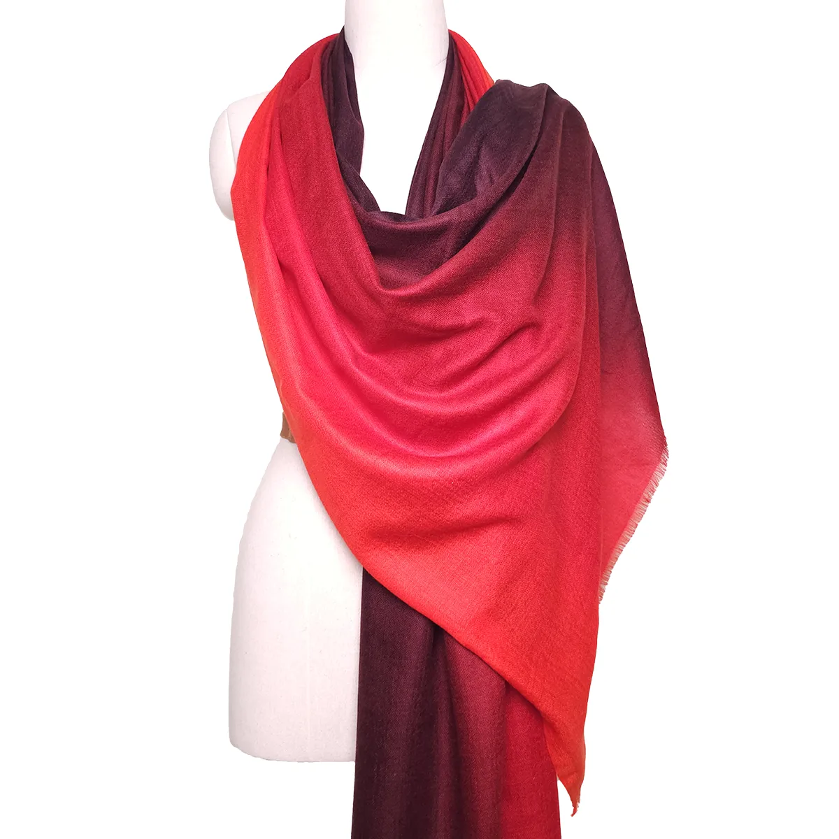 Red and Maroon tie and dye pure cashmere scarf pashmina shawl