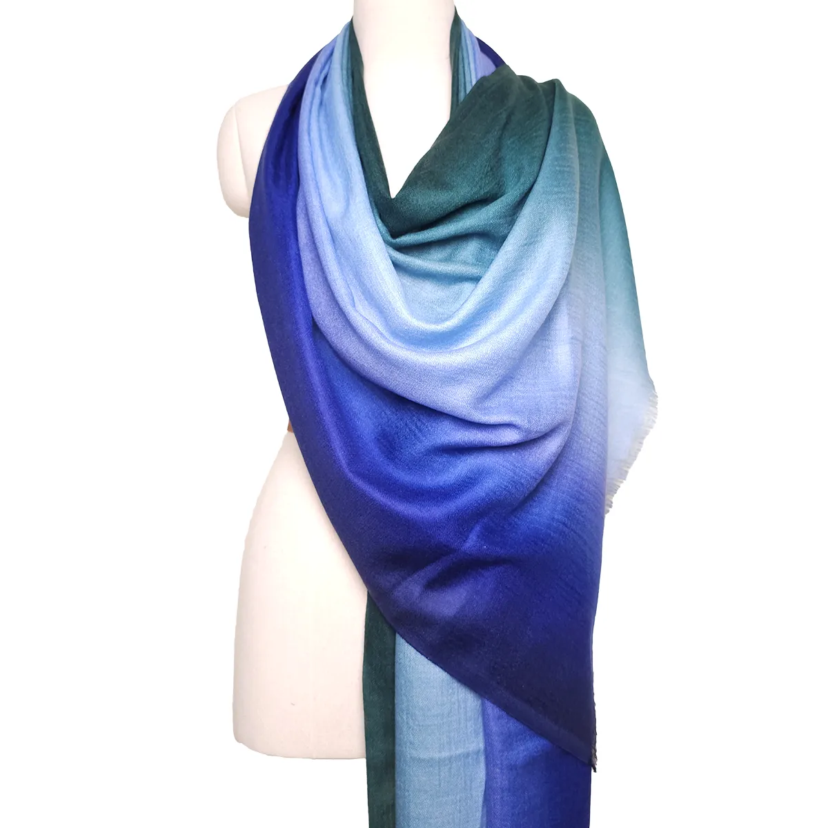 three color ombre dyed pure cashmere scarf pashmina shawl
