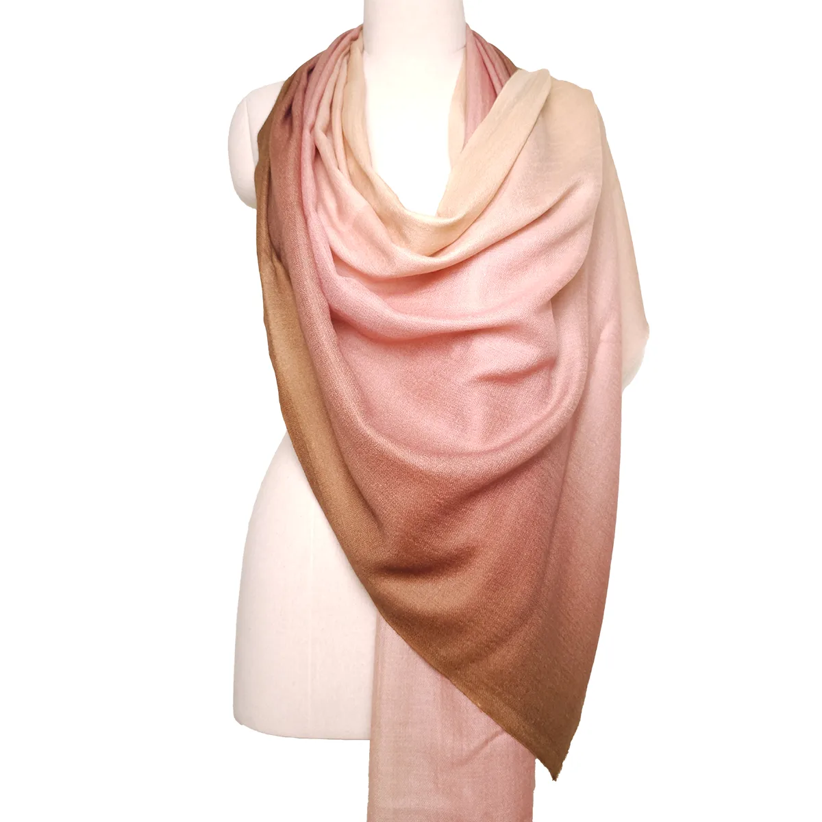 shades of neutral ombre dye pure cashmere scarf pashmina shawl