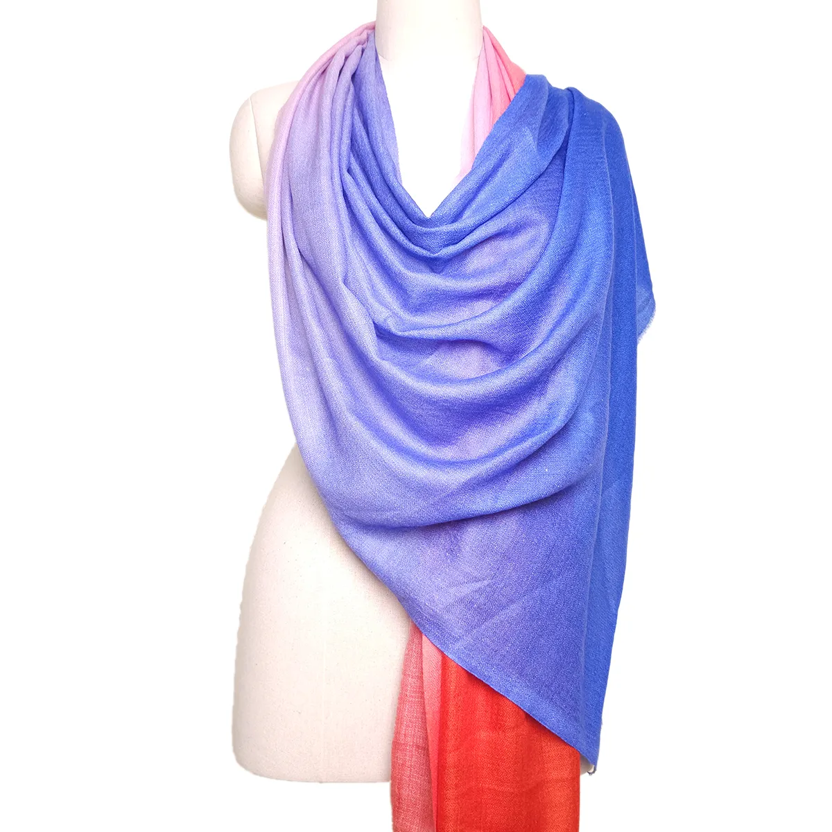 three color ombre dyed tie and dye pure cashmere scarf pashmina shawl