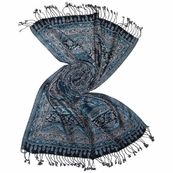 Purple black floral jacquard shawl/hijab in pure viscose