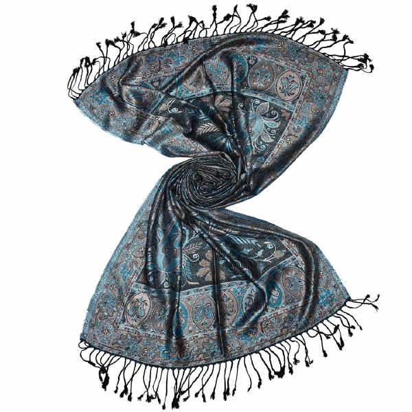 Purple black floral jacquard shawl/hijab in pure viscose