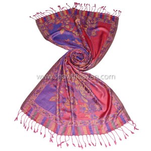 Purple red floral vine shawl/hijab in pure viscose