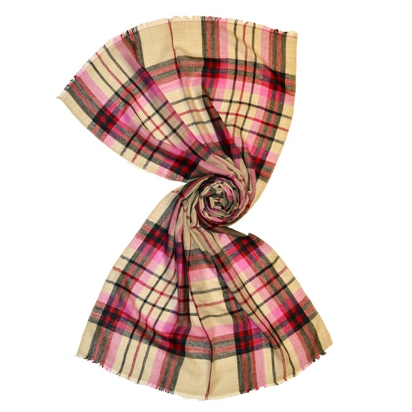 Pastel plaid tartan wool scarves made in india